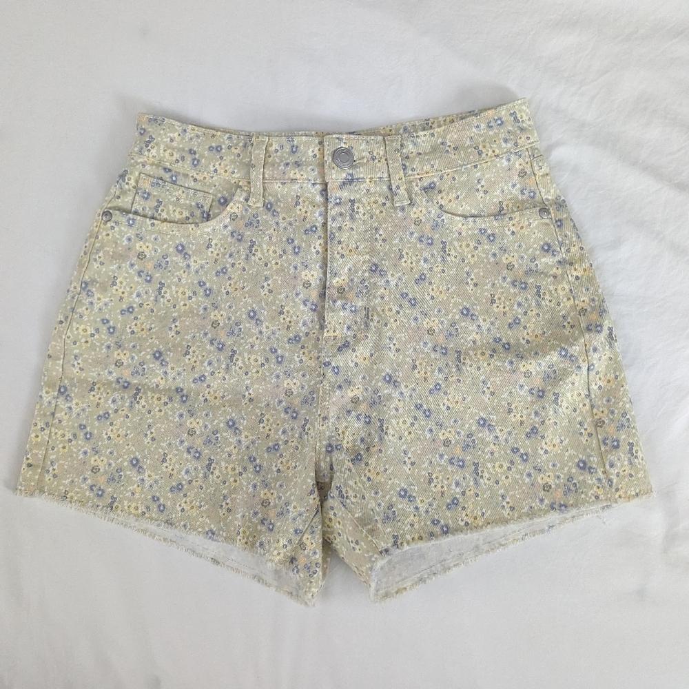 Yellow shorts w/ blue floral pattern size:6